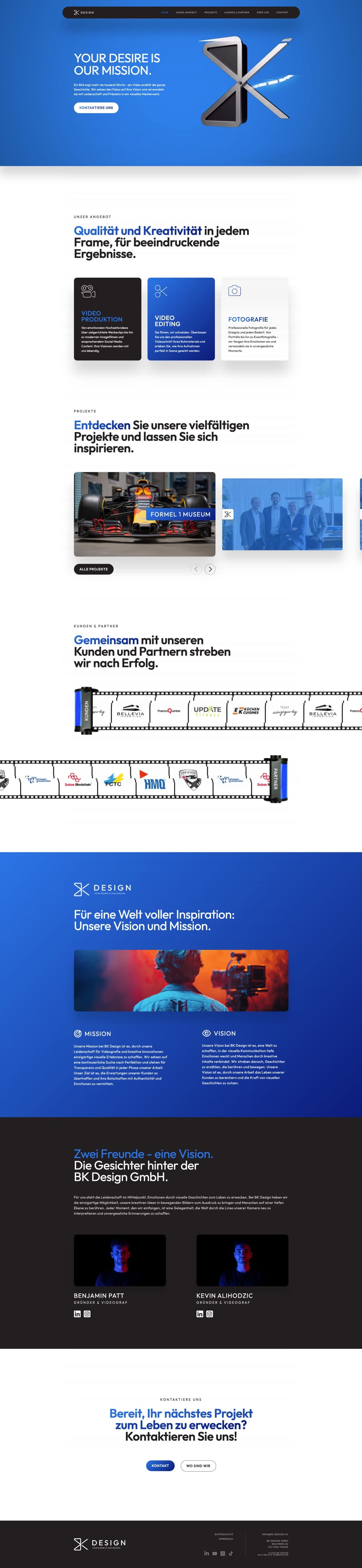 BK Design GmbH, Gesamtansicht der Webseite