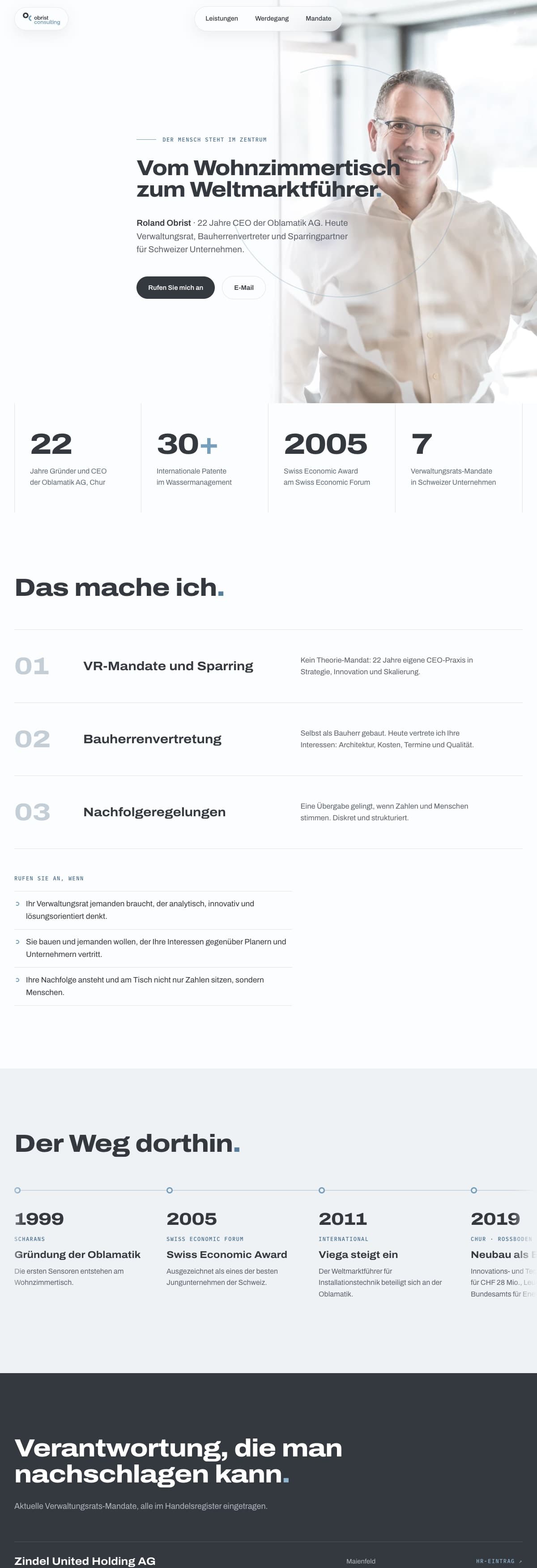 Obrist Consulting GmbH, Gesamtansicht der Webseite