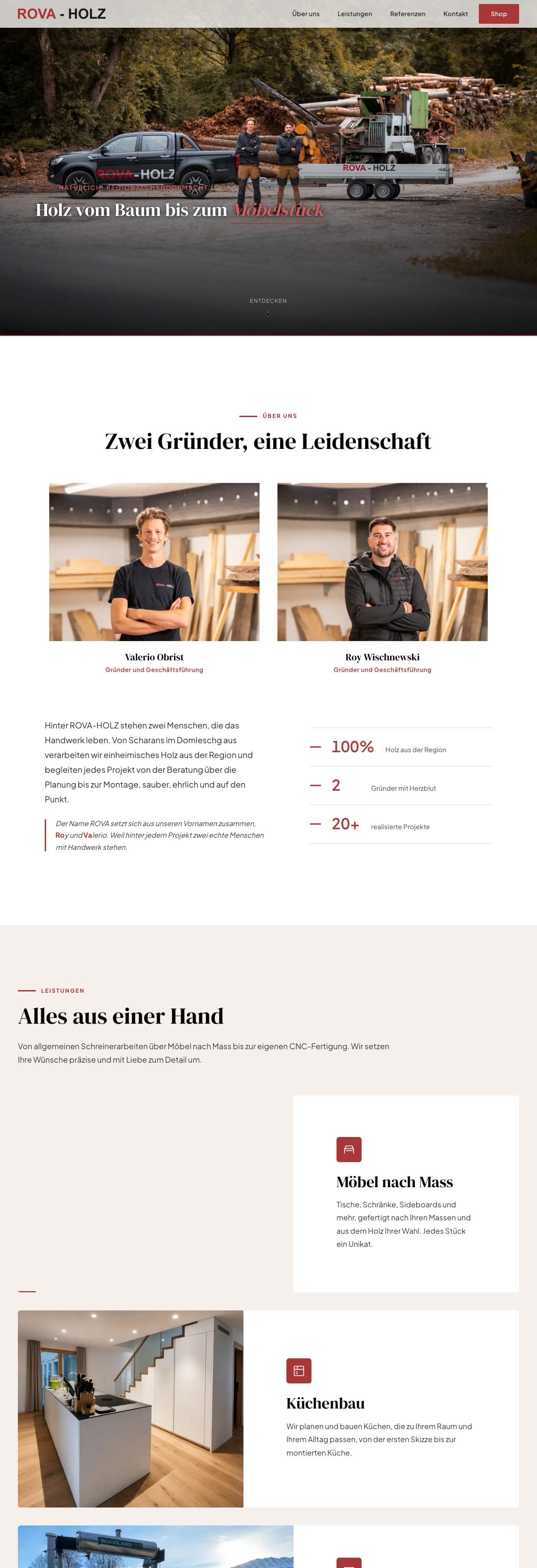 ROVA-HOLZ GmbH, Gesamtansicht der Webseite